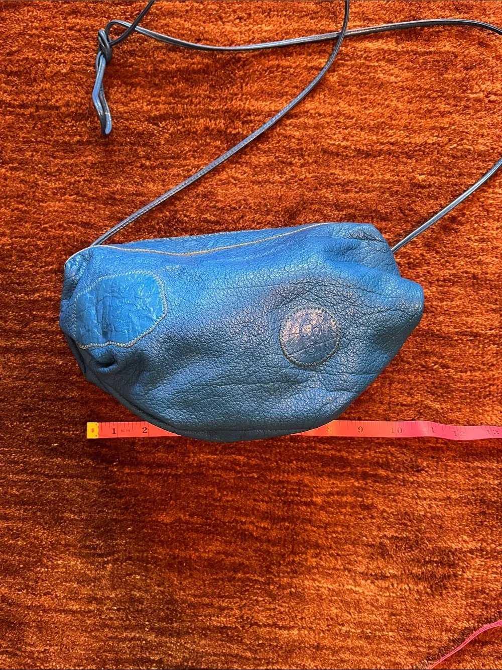 VTG Carlos Falchi Blue Leather Crossbody Bag